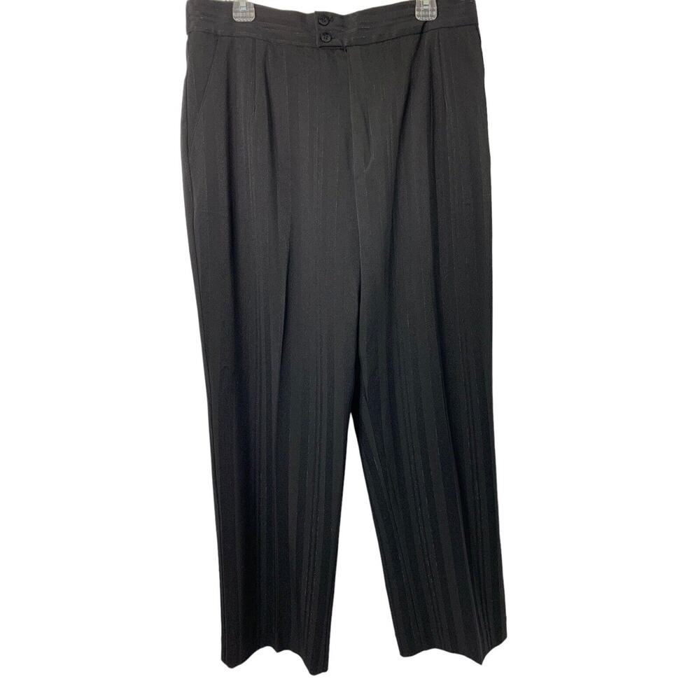 Vinci Clothiers Pants‎ Womens 16 Flat Front Black Silver Metallic Thread Slacks